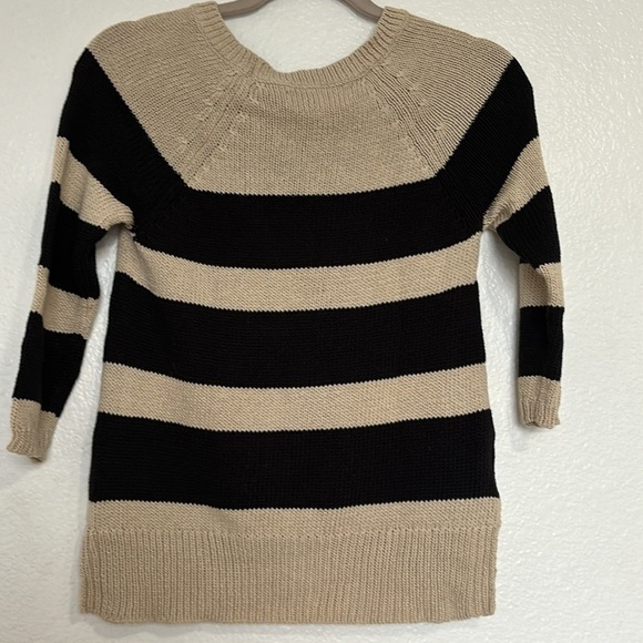 LOFT beige knitted sweater with navy blue in thick stripes size SP - Picture 5 of 8